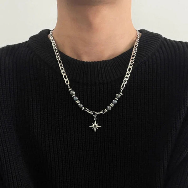 Simple All-match Eight Awn Star Necklace For Men Titanium Steel No Fading